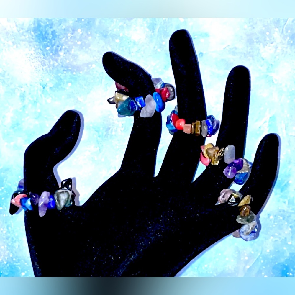 Rock Rings ☾ Agate Rings ☾ Stone Rings - Picture 2 of 7